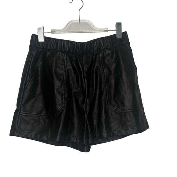 STEVE MADDEN Faux The Record Short High Rise Elastic Waist Black Womens Size L - Picture 7 of 7